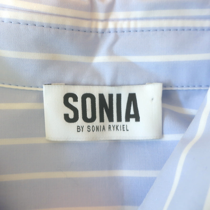 Sonia by Sonia Rykiel Floral-Embroidered Shirt Blue/White Striped Cotton Size 34