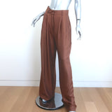 Zimmermann Pleated Satin Wide Leg Pants Brown Silk Size 1
