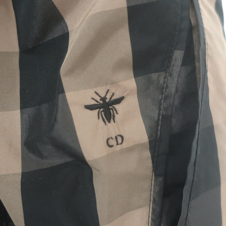 Christian Dior hooded buffalo-check windbreaker jacket in brown and black, authentic pre-owned, gently worn