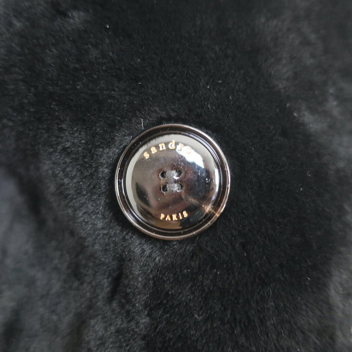 Sandro Double Breasted Lamb Fur Coat Black Size 1