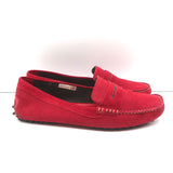 Manolo Blahnik Roadster Driving Loafers Red Suede Size 40 Flat Moccasins