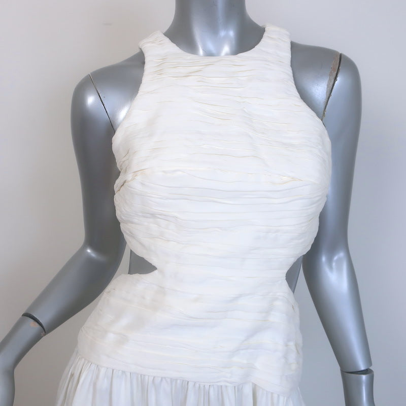 Aje Introspect Pleated Cut Out Midi Dress Ivory Linen-Blend Size AUS 8 / US 4 NEW
