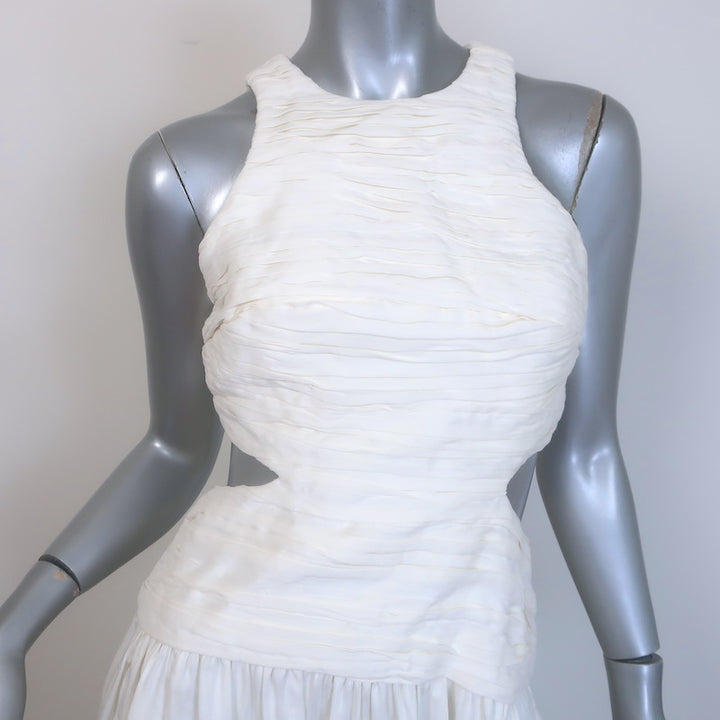 Aje Introspect Pleated Cut Out Midi Dress Ivory Linen-Blend Size AUS 8 / US 4 NEW