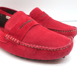 Manolo Blahnik Roadster Driving Loafers Red Suede Size 40 Flat Moccasins