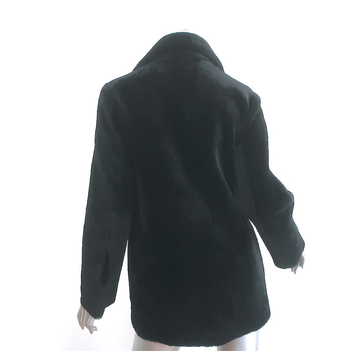 Sandro Double Breasted Lamb Fur Coat Black Size 1