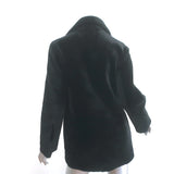 Sandro Double Breasted Lamb Fur Coat Black Size 1