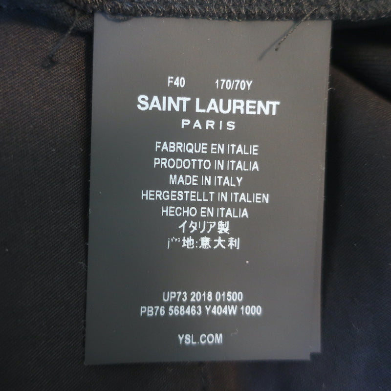 Saint Laurent Button-Waist Cropped Trousers Black Gabardine Size 40