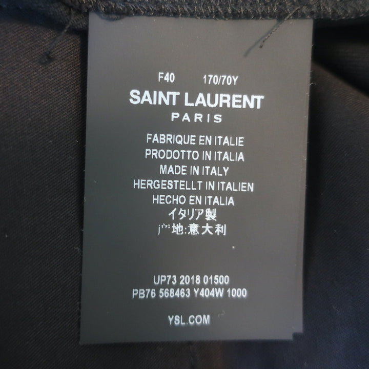 Saint Laurent Button-Waist Cropped Trousers Black Gabardine Size 40