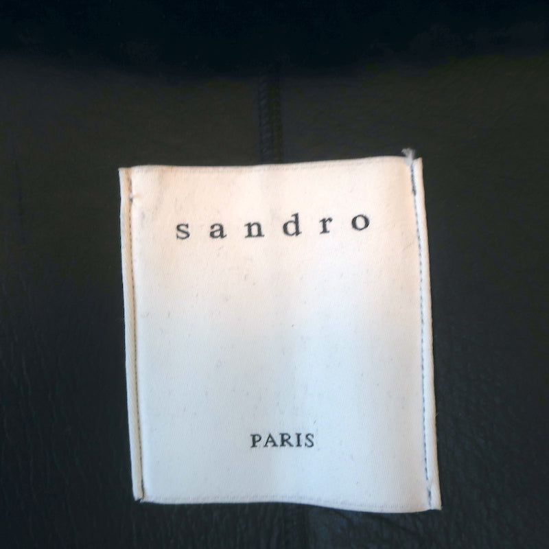 Sandro Double Breasted Lamb Fur Coat Black Size 1