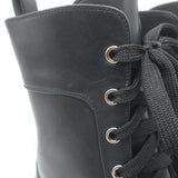 Christian Louboutin Croc Studded Cap Toe Combat Boots Black Leather Size 37