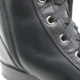 Christian Louboutin Croc Studded Cap Toe Combat Boots Black Leather Size 37