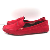 Manolo Blahnik Roadster Driving Loafers Red Suede Size 40 Flat Moccasins