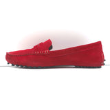 Manolo Blahnik Roadster Driving Loafers Red Suede Size 40 Flat Moccasins