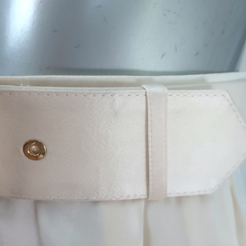 Zimmermann Tuck Belted Wide Leg Pants Cream Silk Satin Size 0