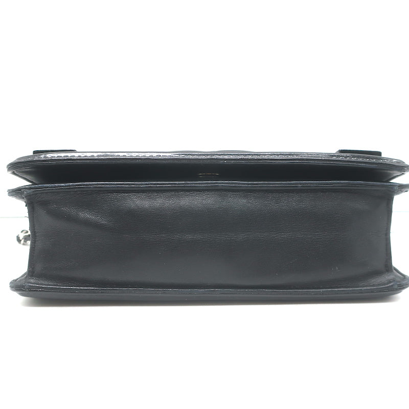 Chanel Boy Brick Striped Flap Bag Black &amp; White Patent Leather Small Crossbody