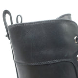 Christian Louboutin Croc Studded Cap Toe Combat Boots Black Leather Size 37