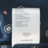 ANINE BING Billie Blouse Navy Medallion Print Satin Size Small 3/4 Sleeve Shirt