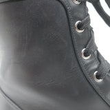 Christian Louboutin Croc Studded Cap Toe Combat Boots Black Leather Size 37