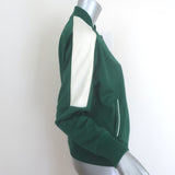 THE GREAT pre-owned track jacket in clover green and white, gently worn, authentic luxury staple, Size 1
