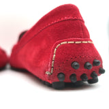 Manolo Blahnik Roadster Driving Loafers Red Suede Size 40 Flat Moccasins