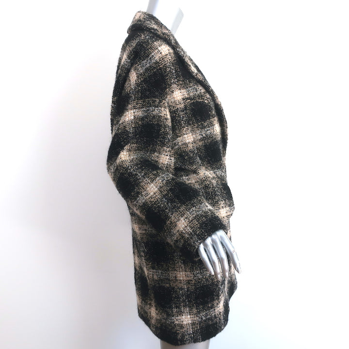 IRO Karsh Double Breasted Coat Black/Ecru Checked Boucle Size 34