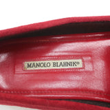 Manolo Blahnik Roadster Driving Loafers Red Suede Size 40 Flat Moccasins