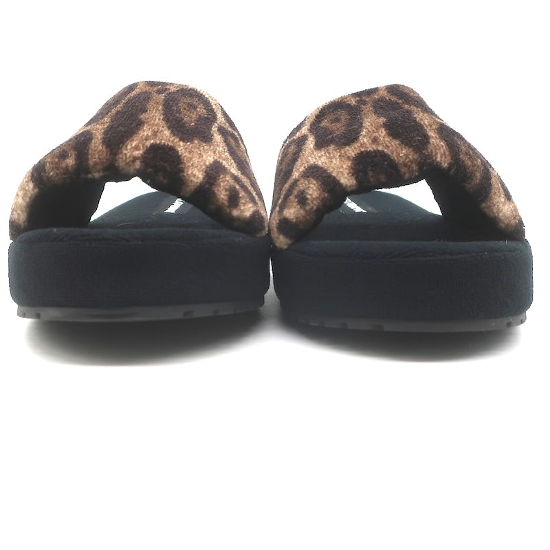 Dolce &amp; Gabbana Leopard Print Padded Terry Slipper Sandals Brown/Black Size 36