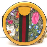 Gucci Ophidia GG Flora Round Mini Crossbody Bag Yellow Leather