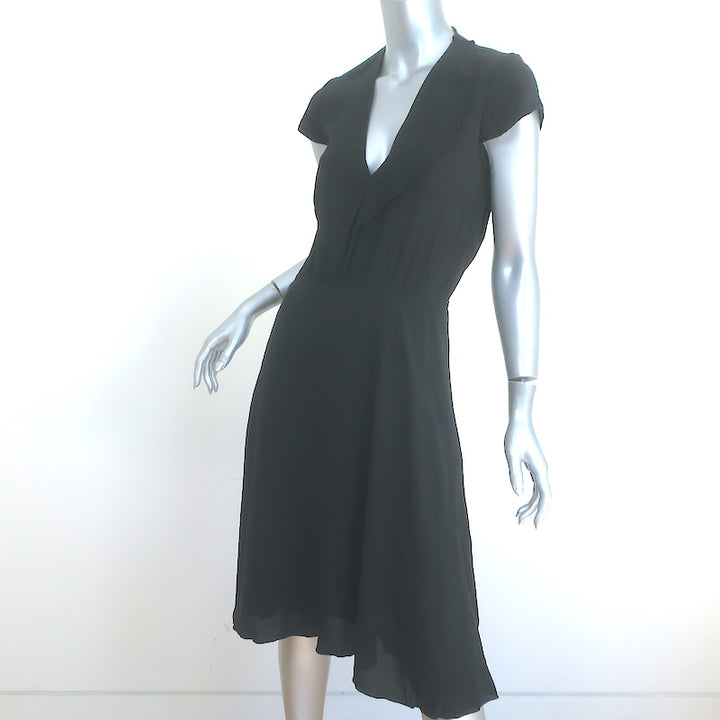 Isabel Marant Etoile Short Sleeve Midi Dress Black Crepe Size 34