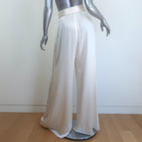 Zimmermann Tuck Belted Wide Leg Pants Cream Silk Satin Size 0