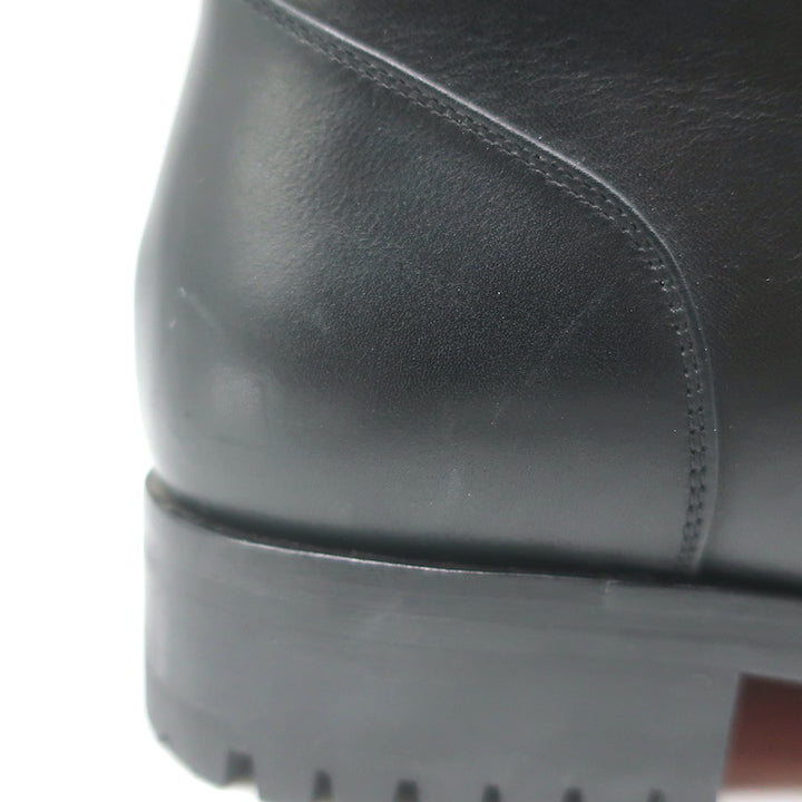 Christian Louboutin Croc Studded Cap Toe Combat Boots Black Leather Size 37