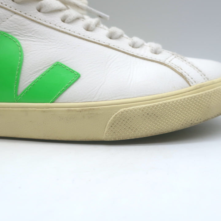 VEJA Esplar Logo Low Top Sneakers White &amp; Absinthe Green Leather Size 38