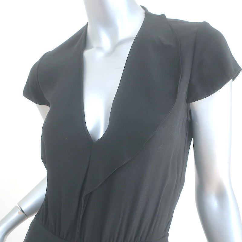Isabel Marant Etoile Short Sleeve Midi Dress Black Crepe Size 34