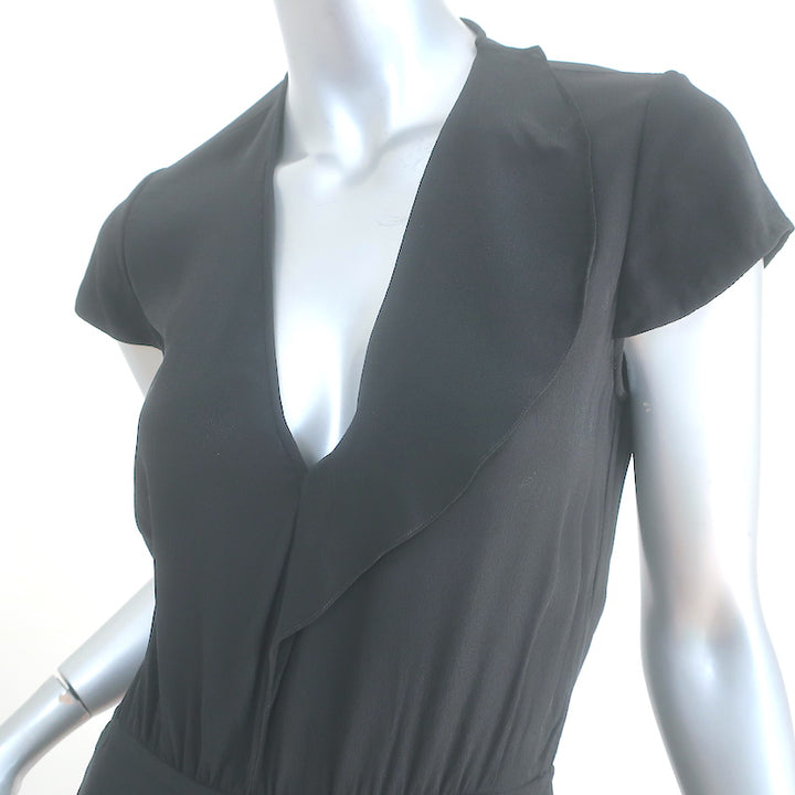 Isabel Marant Etoile Short Sleeve Midi Dress Black Crepe Size 34