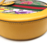 Gucci Ophidia GG Flora Round Mini Crossbody Bag Yellow Leather