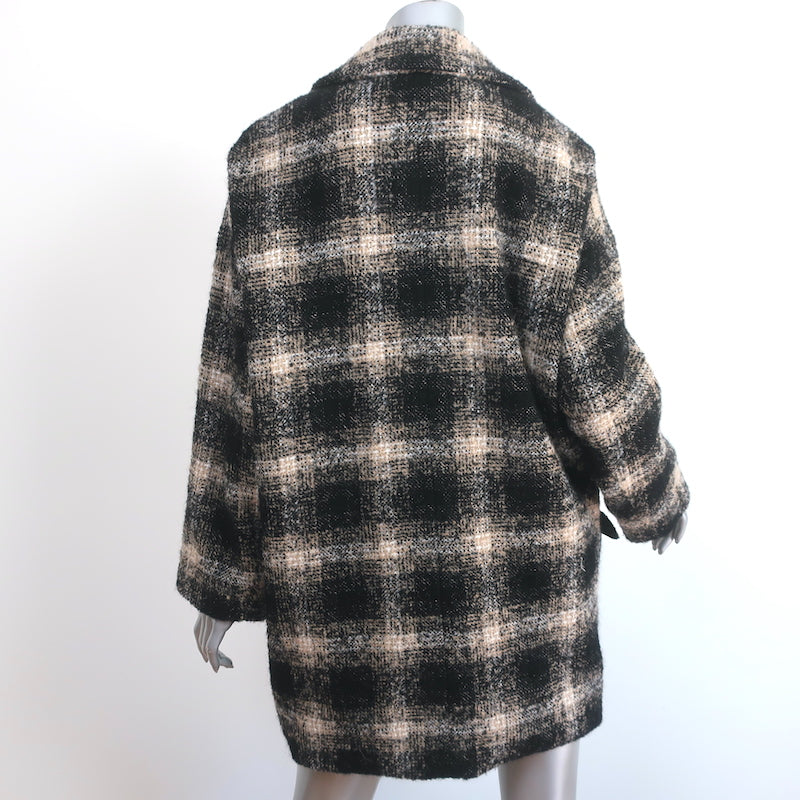 IRO Karsh Double Breasted Coat Black/Ecru Checked Boucle Size 34