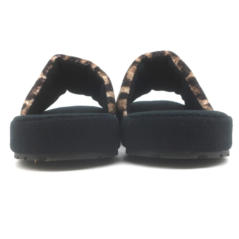 Dolce &amp; Gabbana Leopard Print Padded Terry Slipper Sandals Brown/Black Size 36