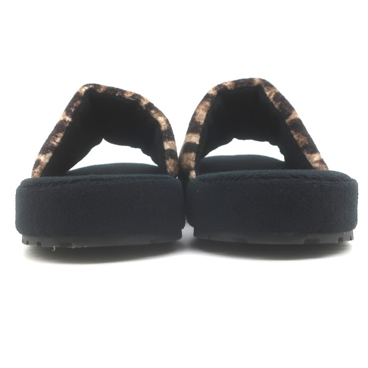 Dolce &amp; Gabbana Leopard Print Padded Terry Slipper Sandals Brown/Black Size 36