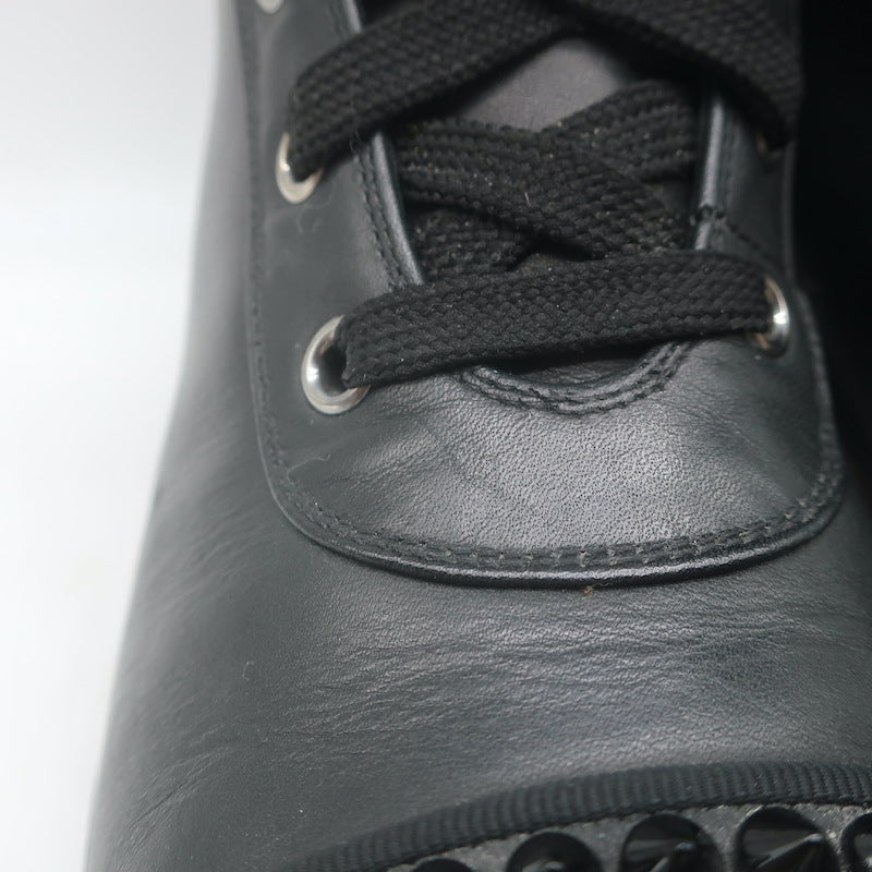 Christian Louboutin Croc Studded Cap Toe Combat Boots Black Leather Size 37