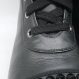 Christian Louboutin Croc Studded Cap Toe Combat Boots Black Leather Size 37