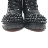 Christian Louboutin Croc Studded Cap Toe Combat Boots Black Leather Size 37