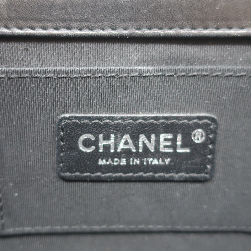 Chanel Boy Brick Striped Flap Bag Black &amp; White Patent Leather Small Crossbody