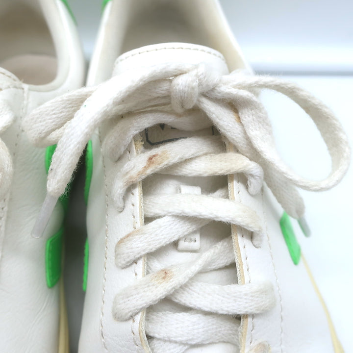 VEJA Esplar Logo Low Top Sneakers White &amp; Absinthe Green Leather Size 38