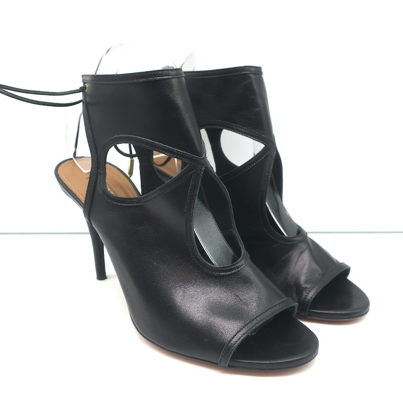 Chanel Cream Stiletto CC Sandals with Black Ribbon Bows - Size 40 Euro / 10 US