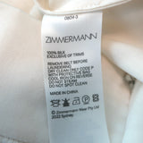 Zimmermann Tuck Belted Wide Leg Pants Cream Silk Satin Size 0