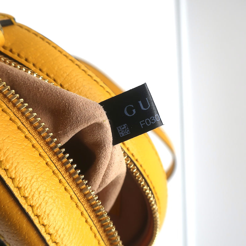 Gucci Ophidia GG Flora Round Mini Crossbody Bag Yellow Leather