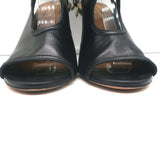 Aquazzura Sexy Thing Cutout Booties Black Leather Size 40 Open Toe Heels