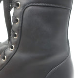 Christian Louboutin Croc Studded Cap Toe Combat Boots Black Leather Size 37