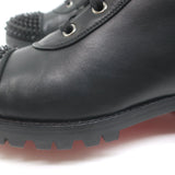 Christian Louboutin Croc Studded Cap Toe Combat Boots Black Leather Size 37