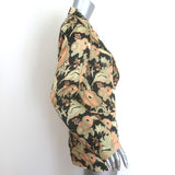 Dries Van Noten floral satin blazer in gold and black, size 36, authentic pre-owned, gently worn luxury tailoring
